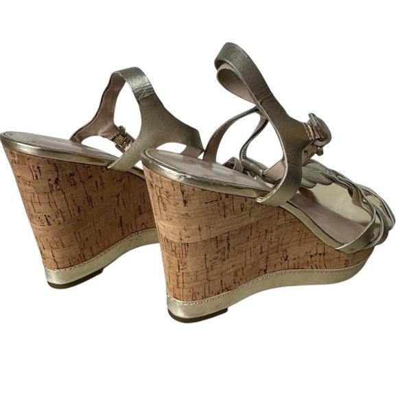 Franco Sarto Metallic Gold Suzy Cork Wedge Sandals, 7.5 - Picture 5 of 10